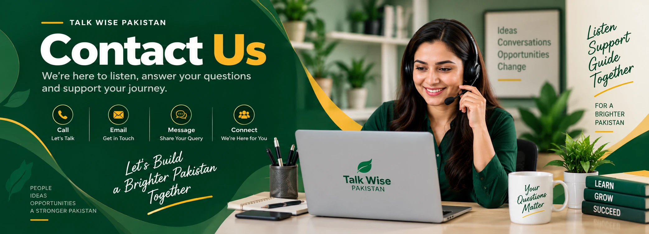 Talk Wise Pakistan contact support representative speaking with a visitor
